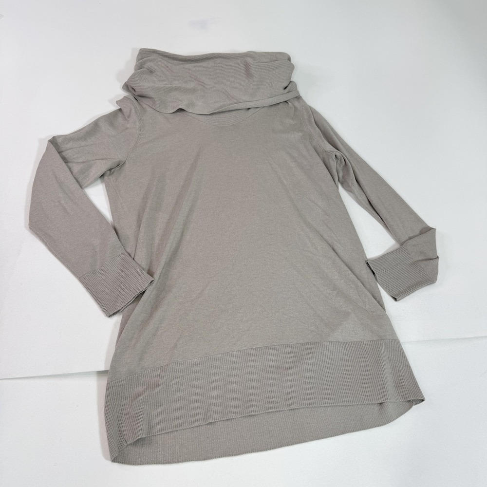 Marina Rinaldi Sweater Womens Medium Gray Silk Viscose Cowl Neck Long Sleeve Top